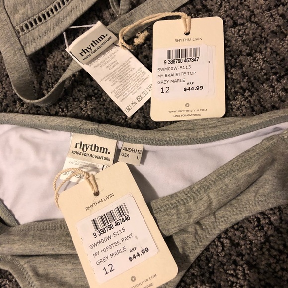 Lulus Rhythm My Bralette & Cheeky Gray Bikini - Picture 6 of 8